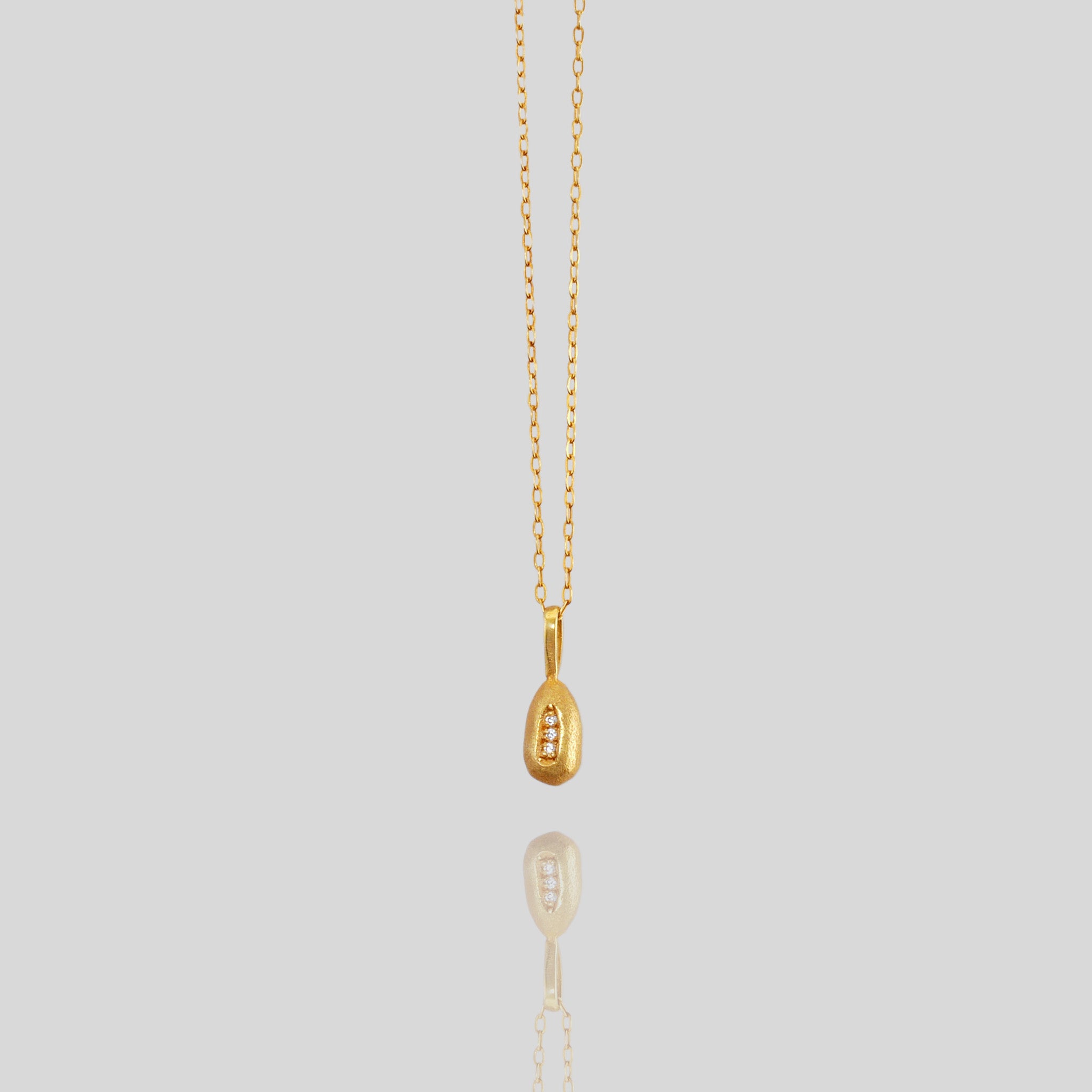 Natural Seed - Rose Gold Pendant with Diamonds