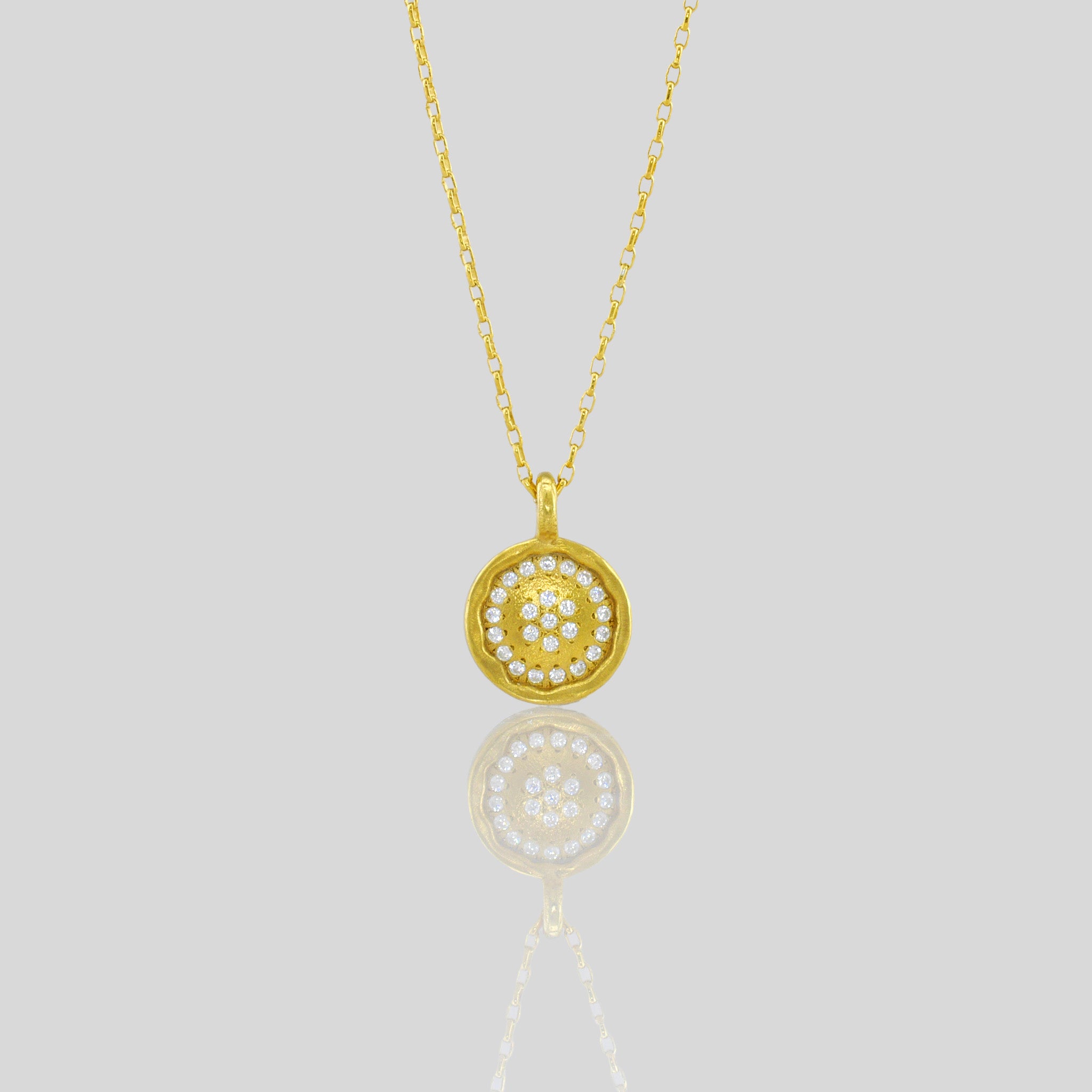 Sun pendant -  Round Gold pendant with Diamonds