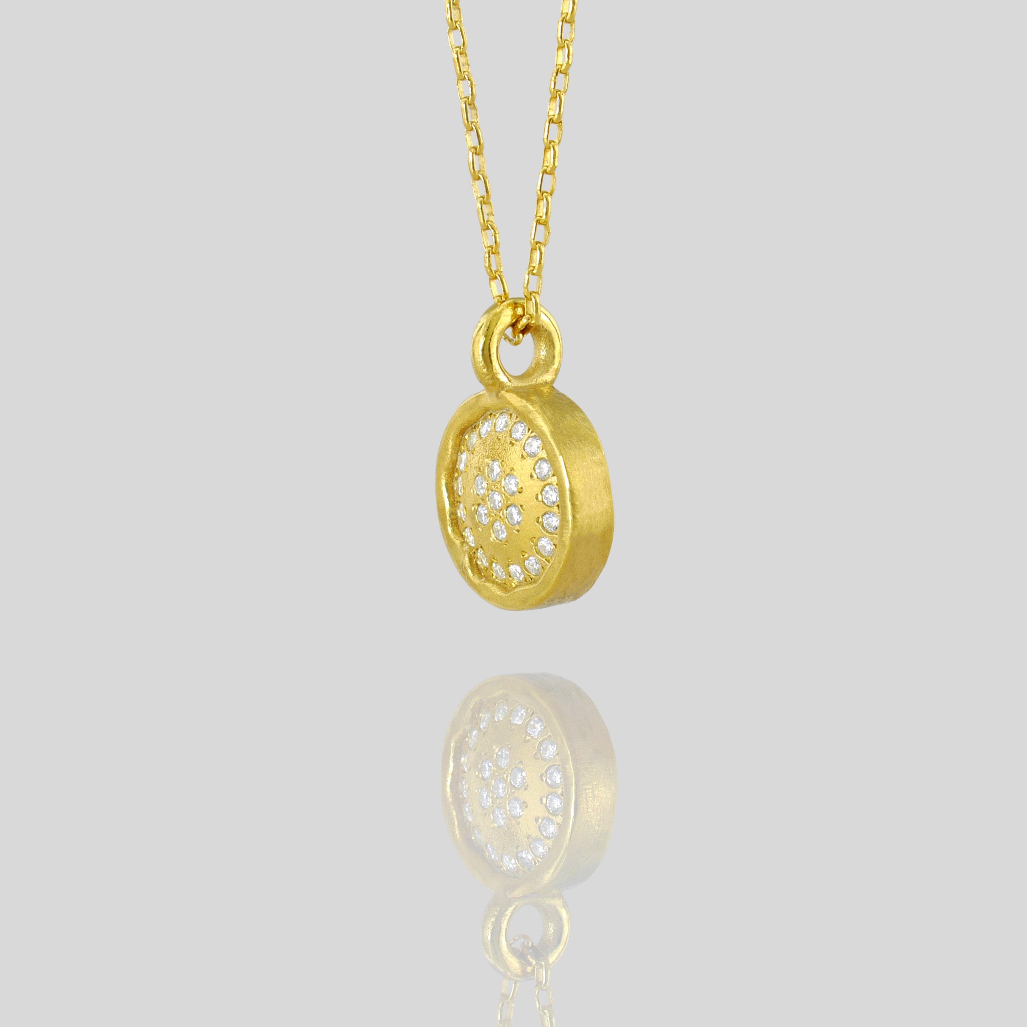 Sun pendant -  Round Gold pendant with Diamonds