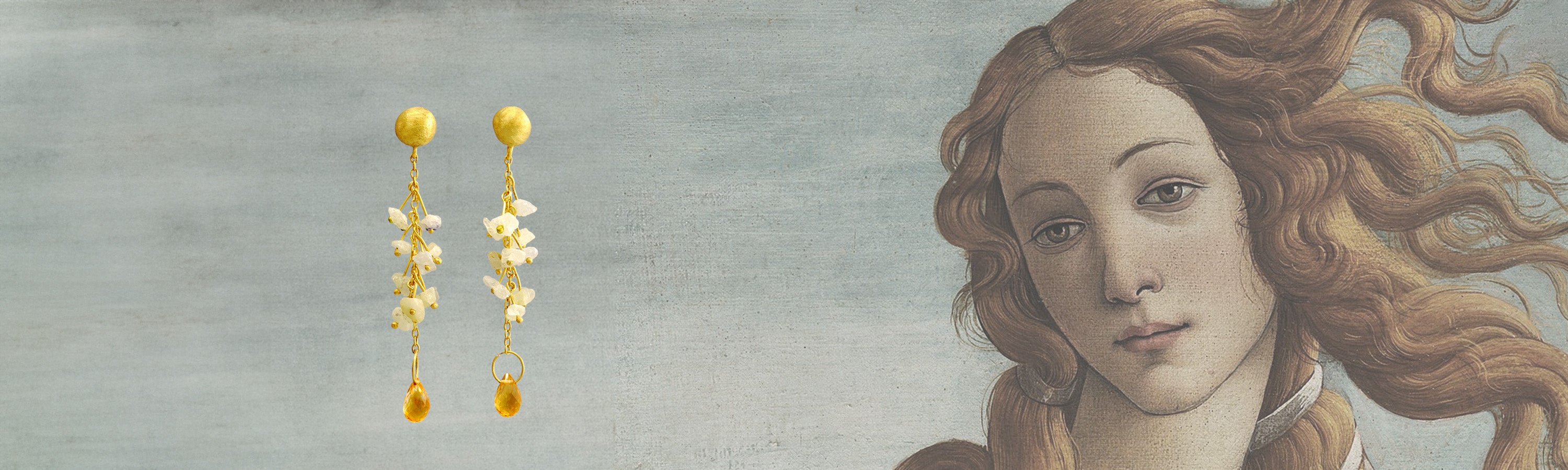 הכירו את קולקציית ונוס: תכשיטים מעודנים בהשראת היופי המיתולוגי של ונוס העולה מהים. הקו שלנו כולל שרשראות ועגילים, המשלבים, בעבודת יד, חוטי זהב עדינים עם אבני חן גולמיות במגוון צבעים. קולקציה ייחודית ועדינה, מלאת תנועה וצבע.