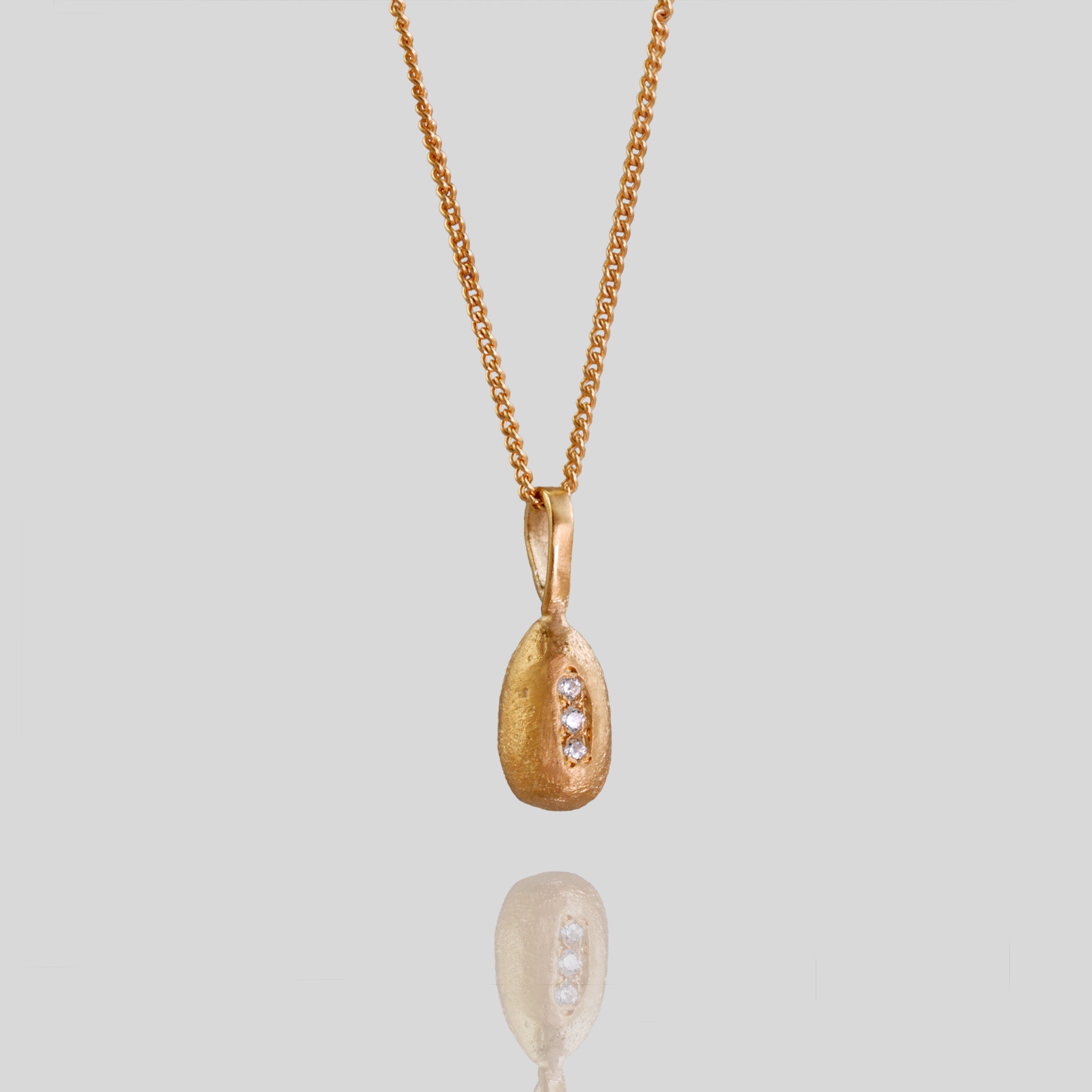 Natural Seed - Rose Gold Pendant with Diamonds