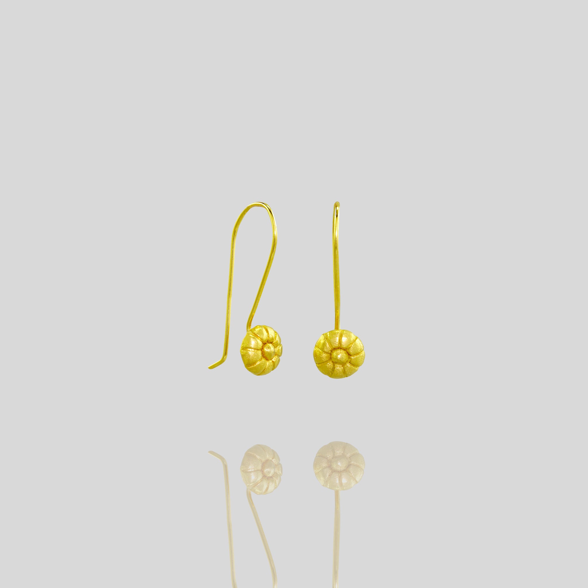 Mallow Fruit-inspired Gold Drop Earrings with Delicate Beauty